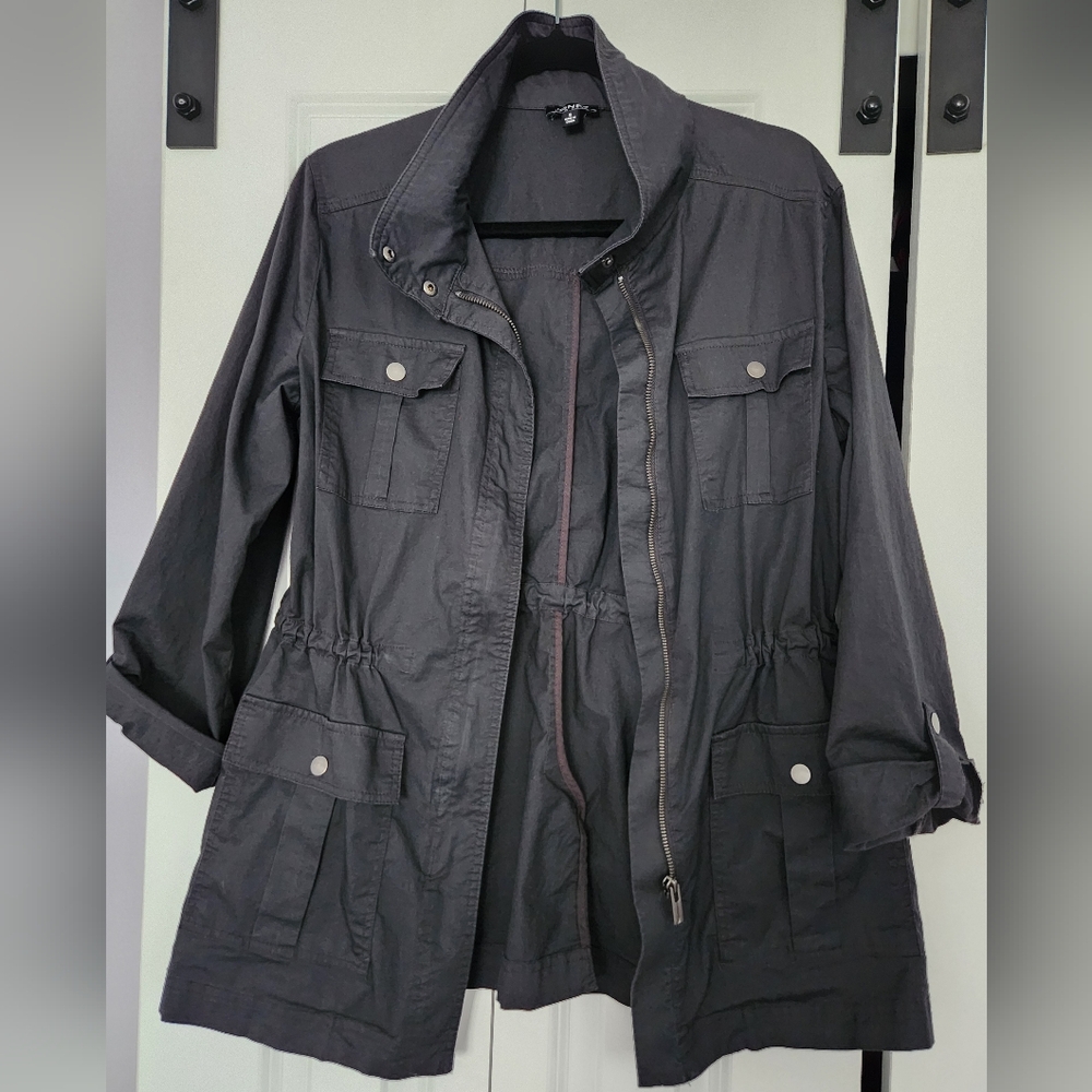 Jones New York Black Utility Jacket with Drawstring Waist
